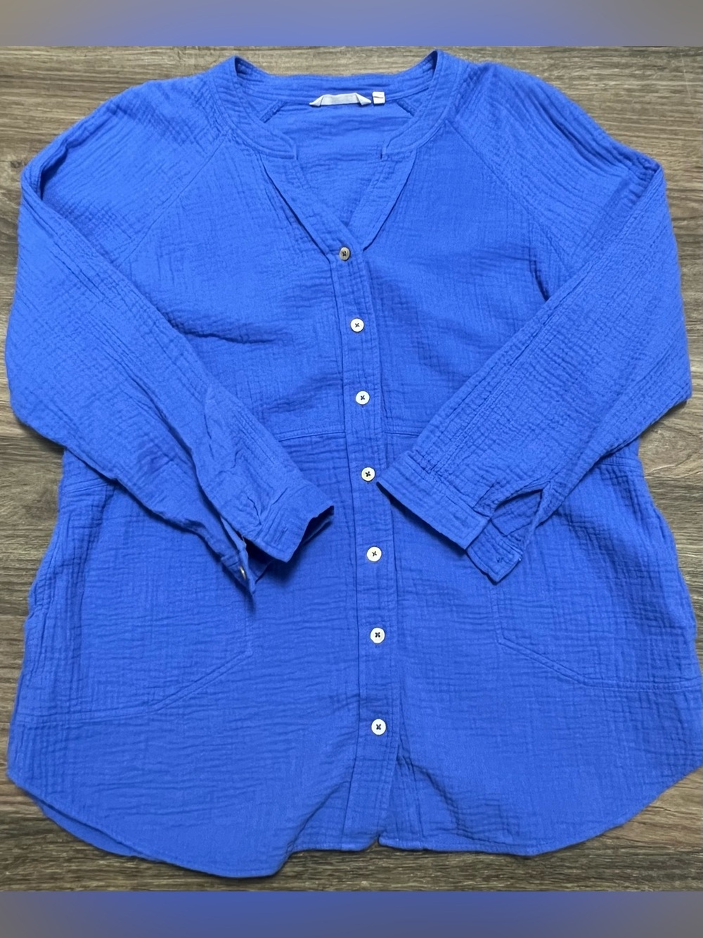 Soft surroundings blue cotton top